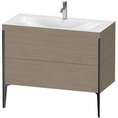 Duravit Xviu C-Bonded Set Waschbecken - 2 Schubladen - Eiche Terra/Profil Schwarz Matt Duravit Xviu C-Bonded Set Waschbecken - 2 Schubladen - Eiche Terra/Profil Schwarz Matt