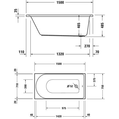 Duravit D-Neo Rechteckbadewanne - Weiß Duravit D-Neo Rechteckbadewanne - Weiß