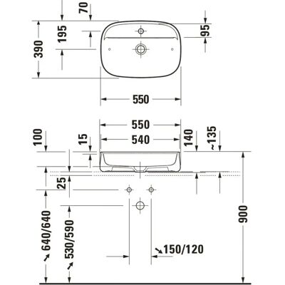 Duravit Zencha Aufsatzbecken - 55x39cm, Weiß, Keramik Duravit Zencha Aufsatzbecken - 55x39cm, Weiß, Keramik