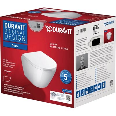 Duravit D-Neo Toiletset - Wandhangend, Rimless, Soft Close Duravit D-Neo Toiletset - Wandhangend, Rimless, Soft Close