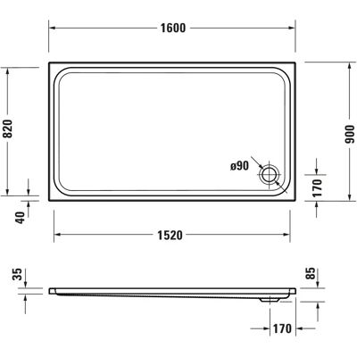 Duravit D-Code Rechteck-Duschwanne 1600x900 - Duschwanne Duravit D-Code Rechteck-Duschwanne 1600x900 - Duschwanne