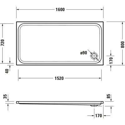Duravit D-Code Stoßfeste Rechteck-Duschwanne - Duschwanne Duravit D-Code Stoßfeste Rechteck-Duschwanne - Duschwanne