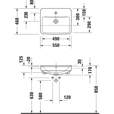 Duravit No.1 Wandmontierter Halbeinbauwaschtisch - Waschbecken Duravit No.1 Wandmontierter Halbeinbauwaschtisch - Waschbecken
