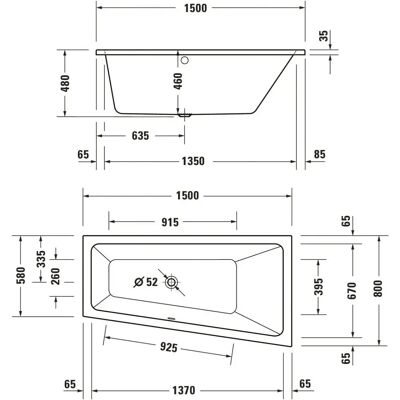 Duravit Modèle 700505000000000 Baignoire trapézoïdale blanche - Salle de bain - Publicité Duravit Modèle 700505000000000 Baignoire trapézoïdale blanche - Salle de bain - Publicité