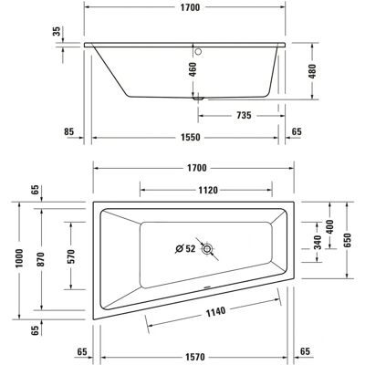 Duravit Modell 700508000000000 Weiße Trapezbadewanne - Bad Duravit Modell 700508000000000 Weiße Trapezbadewanne - Bad