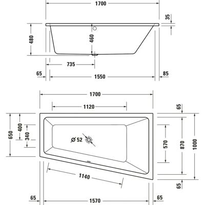 Duravit Modell 700509000000000 - Trapez-Badewanne mit rechter Rückenlehne Duravit Modell 700509000000000 - Trapez-Badewanne mit rechter Rückenlehne