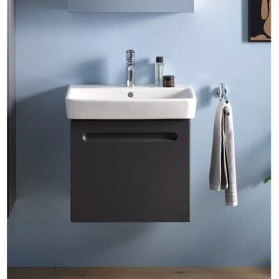 Duravit No.1 Wandhängender Waschtischunterbau - Badmöbel in Graphit Matt mit 1 Schublade Duravit No.1 Wandhängender Waschtischunterbau - Badmöbel in Graphit Matt mit 1 Schublade