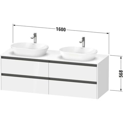 Duravit Ketho.2 Wandhängender Waschtischunterschrank - 4 Schubladen, links Becken Duravit Ketho.2 Wandhängender Waschtischunterschrank - 4 Schubladen, links Becken