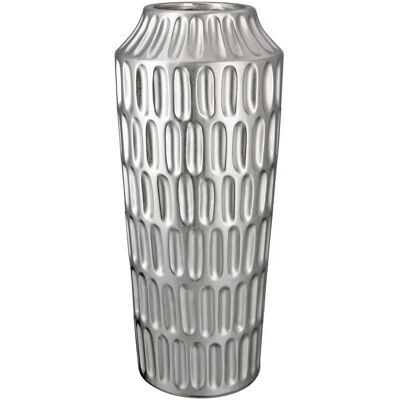 GILDE Metallico Ceramic Vase - 37cm Silver Decor GILDE Metallico Ceramic Vase - 37cm Silver Decor