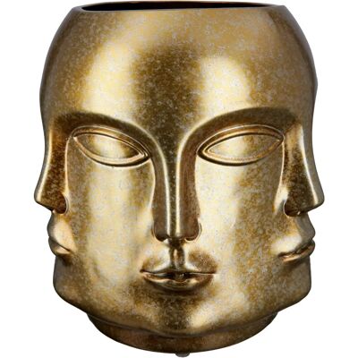GILDE Casablanca Vase Crado - Face - 23cm Height - Decorative Gold Vase GILDE Casablanca Vase Crado - Face - 23cm Height - Decorative Gold Vase