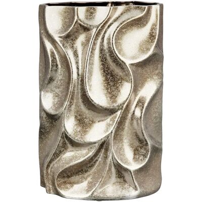GILDE Casablanca Vase - Relief, 37cm, Silber, 24x37x14 cm GILDE Casablanca Vase - Relief, 37cm, Silber, 24x37x14 cm