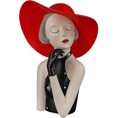 GILDE Elegant Lady with Red Hat - Figurine Decorative GILDE Elegant Lady with Red Hat - Figurine Decorative