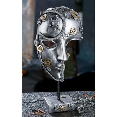 GILDE Casablanca Steampunk face Figurine - Decor, Resin, Silver, 17x35.5x10.5 cm GILDE Casablanca Steampunk face Figurine - Decor, Resin, Silver, 17x35.5x10.5 cm