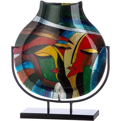 Vase en verre multicolore fait main - Art visage décor - 40cm Vase en verre multicolore fait main - Art visage décor - 40cm