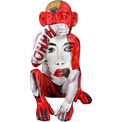 GILDE Casablanca Aap Sculptuur - Rood Decoratief Beeld 28x39x25cm GILDE Casablanca Aap Sculptuur - Rood Decoratief Beeld 28x39x25cm