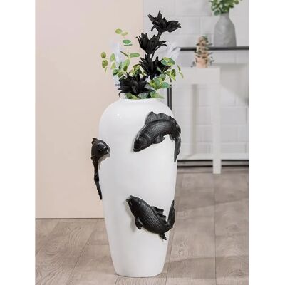 GILDE Koi Vase - Modern Classic White Decor 35cm x 73cm GILDE Koi Vase - Modern Classic White Decor 35cm x 73cm