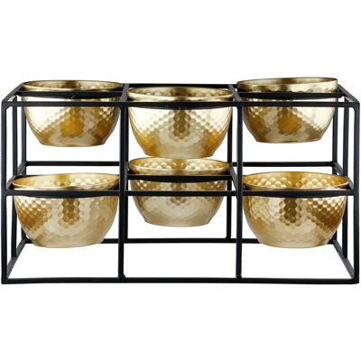 CASABLANCA BY GILDE - 6er Teelichtleuchter Frame - goldfarben - H14 x B27 x T18 cm - Candle holder CASABLANCA BY GILDE - 6er Teelichtleuchter Frame - goldfarben - H14 x B27 x T18 cm - Candle holder