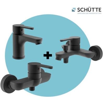 SCHÜTTE Denver Badarmatur - 3-teilige Serie Schwarz SCHÜTTE Denver Badarmatur - 3-teilige Serie Schwarz