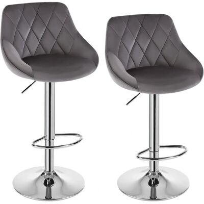 WOLTU Dark Grey Velvet Bar Stools - Kitchen Island - Set of 2 WOLTU Dark Grey Velvet Bar Stools - Kitchen Island - Set of 2