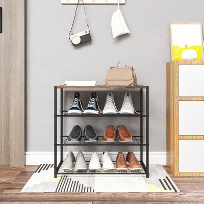 Scarpiera WOLTU SR0087dc in Legno - Nero + Legno Vintage - Organizer scarpe Scarpiera WOLTU SR0087dc in Legno - Nero + Legno Vintage - Organizer scarpe