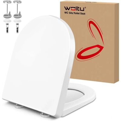 Coprisedile WC Woltu - Universale a forma di D, Chiusura morbida, Antibatterico, Facile da installare Coprisedile WC Woltu - Universale a forma di D, Chiusura morbida, Antibatterico, Facile da installare