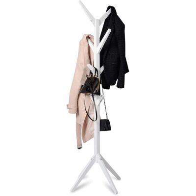 Appendiabiti in Legno Bianco Woltu - 180cm, 8 Ganci, 4 Livelli Appendiabiti in Legno Bianco Woltu - 180cm, 8 Ganci, 4 Livelli