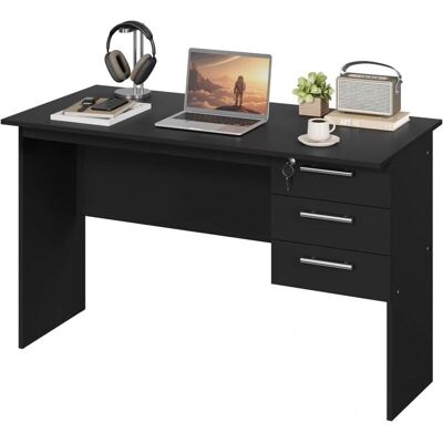 WOLTU 120x59x75 cm - Negro - Escritorio de 3 cajones WOLTU 120x59x75 cm - Negro - Escritorio de 3 cajones