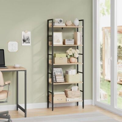 Scaffale Woltu in Legno e Acciaio Nero+ Rovere 5 Livelli - Scaffale Scaffale Woltu in Legno e Acciaio Nero+ Rovere 5 Livelli - Scaffale