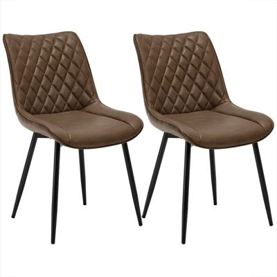 WOLTU - Set of 2 Dining Chairs - Brown Leatherette - Kitchen & Living Room WOLTU - Set of 2 Dining Chairs - Brown Leatherette - Kitchen & Living Room