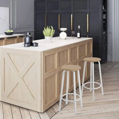 Woltu BH237hei-2 Struttura in acciaio sedile in legno Sgabello da bar - Bar Stool Woltu BH237hei-2 Struttura in acciaio sedile in legno Sgabello da bar - Bar Stool