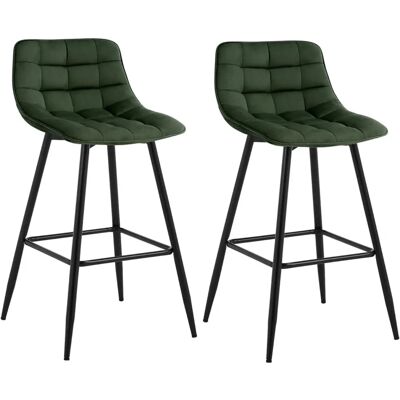Sgabello da Bar in Velluto di Pelle WOLTU - Sedia Alta Industriale Cucina - Verde Scuro Sgabello da Bar in Velluto di Pelle WOLTU - Sedia Alta Industriale Cucina - Verde Scuro