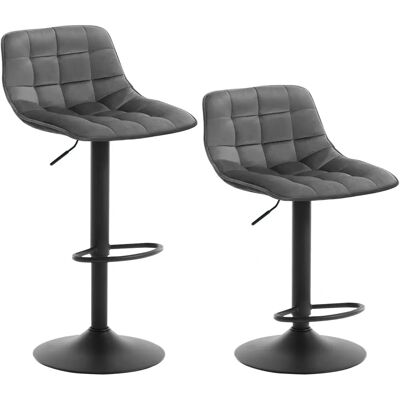 WOLTU 2X Tabourets de Bar en Velours Hauteur Réglable Gris WOLTU 2X Tabourets de Bar en Velours Hauteur Réglable Gris