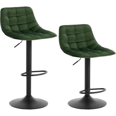 WOLTU Juego de 2 Taburetes de Bar Terciopelo Verde Oscuro Altura Ajustable WOLTU Juego de 2 Taburetes de Bar Terciopelo Verde Oscuro Altura Ajustable