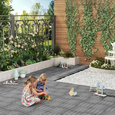 WOLTU Bodenfliese 30x30cm WPC Verkleidung für Garten Terrasse - Holz-Kunststoff-System WOLTU Bodenfliese 30x30cm WPC Verkleidung für Garten Terrasse - Holz-Kunststoff-System