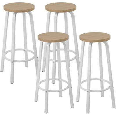 WOLTU 4X Taburetes de Estilo Industrial - Marco de Metal, Asiento de Madera WOLTU 4X Taburetes de Estilo Industrial - Marco de Metal, Asiento de Madera