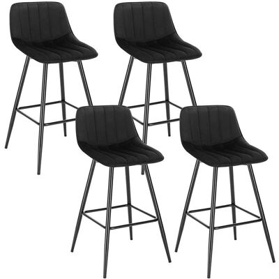 WOLTU - 4x Bar Stool Backrest - Terciopelo - Metal - Bar Stool WOLTU - 4x Bar Stool Backrest - Terciopelo - Metal - Bar Stool