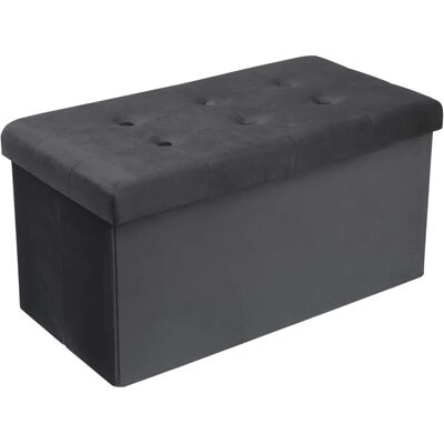 Woltu - Otomano e poggiapiedi - Panchetta in velluto pieghevole - 76x37.5x38cm - Nero Woltu - Otomano e poggiapiedi - Panchetta in velluto pieghevole - 76x37.5x38cm - Nero