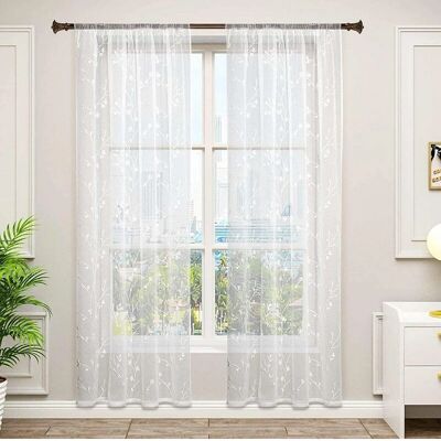 WOLTU - VoileWhite140x225 - 2 Pannelli - Bianco - Tende WOLTU - VoileWhite140x225 - 2 Pannelli - Bianco - Tende