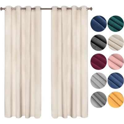 WOLTU Beigefarbene Samtvorhänge 2er Set 140x225cm - Isolierende Moderne Vorhänge WOLTU Beigefarbene Samtvorhänge 2er Set 140x225cm - Isolierende Moderne Vorhänge