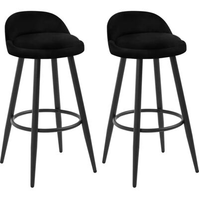 WOLTU - Taburete de Bar Alto de Cocina con Reposapiés en Terciopelo y Metal - Negro WOLTU - Taburete de Bar Alto de Cocina con Reposapiés en Terciopelo y Metal - Negro