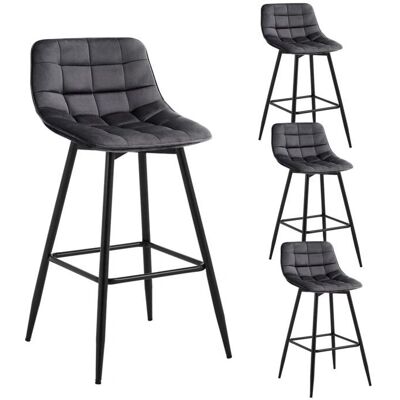 Woltu - Set de 4 - Velvet Seat - Metal Legs - Bar Stool Woltu - Set de 4 - Velvet Seat - Metal Legs - Bar Stool