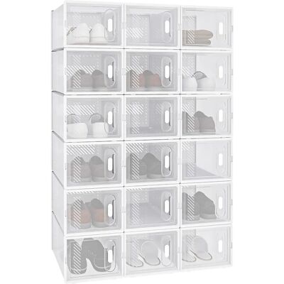 WOLTU 18X Schuhaufbewahrungsboxen Transparent Kunststoff Stapelbar & Zusammenklappbar - Organizer WOLTU 18X Schuhaufbewahrungsboxen Transparent Kunststoff Stapelbar & Zusammenklappbar - Organizer