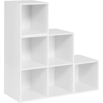 Estantería WOLTU Blanco + Roble Claro 6 Compartimentos - Estantería para Salón y Oficina Estantería WOLTU Blanco + Roble Claro 6 Compartimentos - Estantería para Salón y Oficina