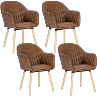 WOLTU - 4X Chaises de salle à manger avec bras et pieds bois - Publicité WOLTU - 4X Chaises de salle à manger avec bras et pieds bois - Publicité