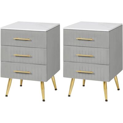 WOLTU - Nachttisch mit 3 Schubladen - Eleganter Samt-Look WOLTU - Nachttisch mit 3 Schubladen - Eleganter Samt-Look