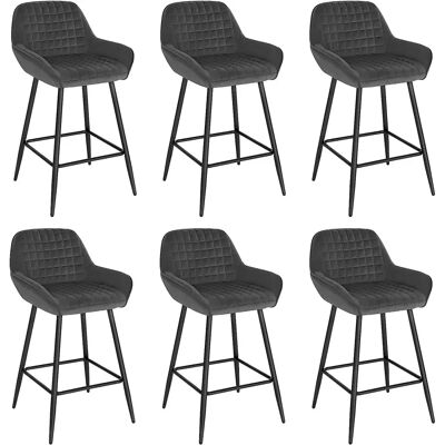 WOLTU Marco de Metal y Terciopelo Taburete de Bar - 6x Sillas Altas de Cocina WOLTU Marco de Metal y Terciopelo Taburete de Bar - 6x Sillas Altas de Cocina