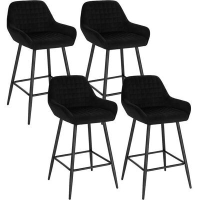 WOLTU 4x Samtvelour Barhocker mit Metallrahmen - Küchenhochstühle WOLTU 4x Samtvelour Barhocker mit Metallrahmen - Küchenhochstühle