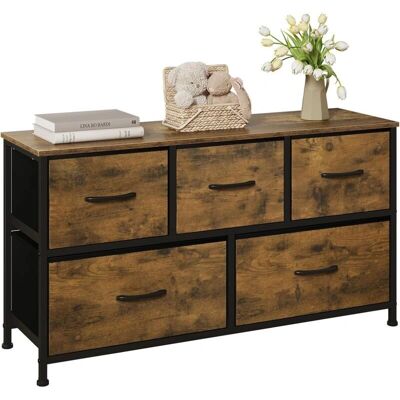 WOLTU - Commode 5 tiroirs Marron Rustique - Meuble de chambre - Publicité WOLTU - Commode 5 tiroirs Marron Rustique - Meuble de chambre - Publicité