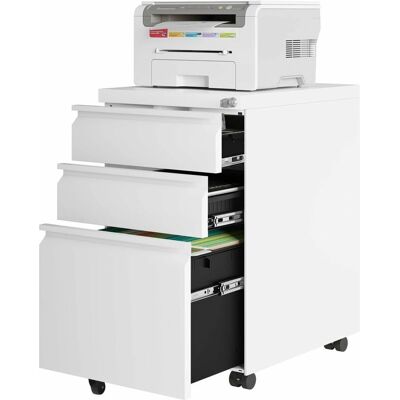 Mobile archivio WOLTU con 3 cassetti - Metallo, Bianco Mobile archivio WOLTU con 3 cassetti - Metallo, Bianco