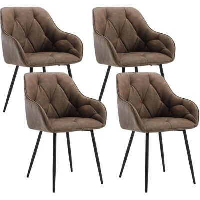 Silla moderna de comedor de cuero sintético con patas de metal marrón oscuro - WOLTU Silla moderna de comedor de cuero sintético con patas de metal marrón oscuro - WOLTU
